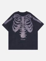 Old Washed Skeleton Print T-shirt - 1573