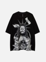 Chained Statue of Liberty and Cash Print T-shirt