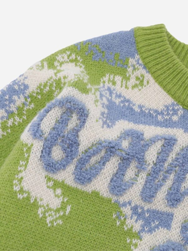 Camouflage Peplum Crew Neck Knit