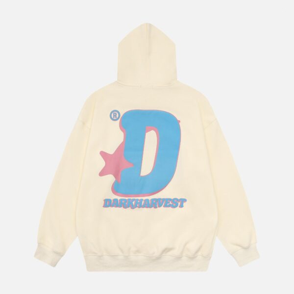 Star Letter Print Hooded Sweatshirt