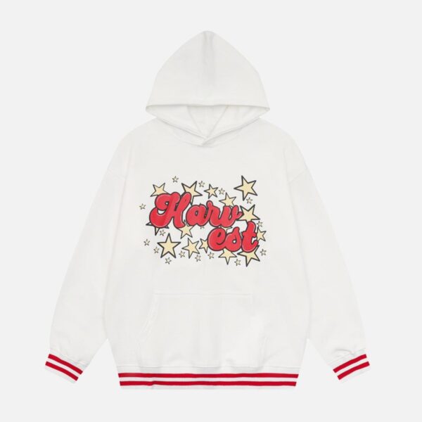 Star Letter Print Hooded Sweatshirt