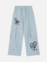 Casual Printed Straight Leg Work Pants