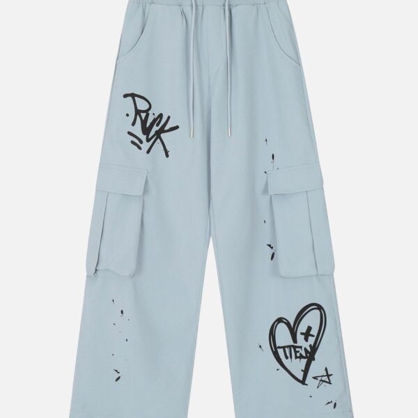 Casual Printed Straight Leg Work Pants