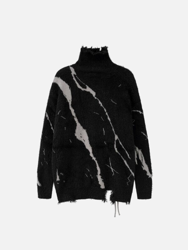 Rip Damage Design Turtleneck Knitwear Sweater - 1525