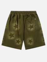 Star Letter Print Drawstring Shorts -1601
