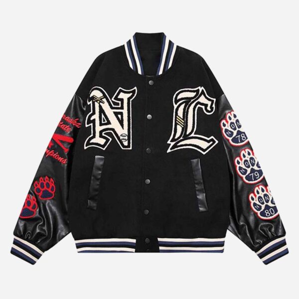 Letter-embroidered Contrasting Jacket