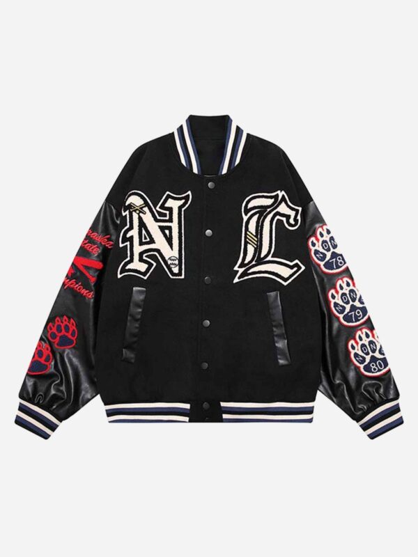 Letter-embroidered Contrasting Jacket