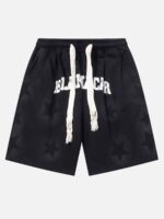 Star Letter Print Drawstring Shorts -1601