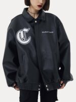 Stallion Letter PU Leather Jacket - 1635