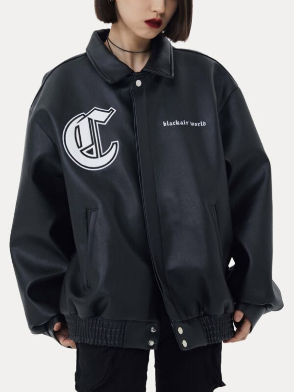 Stallion Letter PU Leather Jacket - 1635