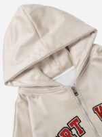 Retro Letter Embroidery Cardigan Hoodie Jacket