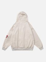 Retro Letter Embroidery Cardigan Hoodie Jacket