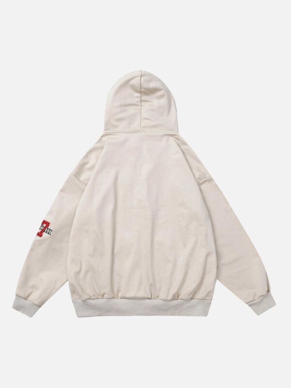 Retro Letter Embroidery Cardigan Hoodie Jacket