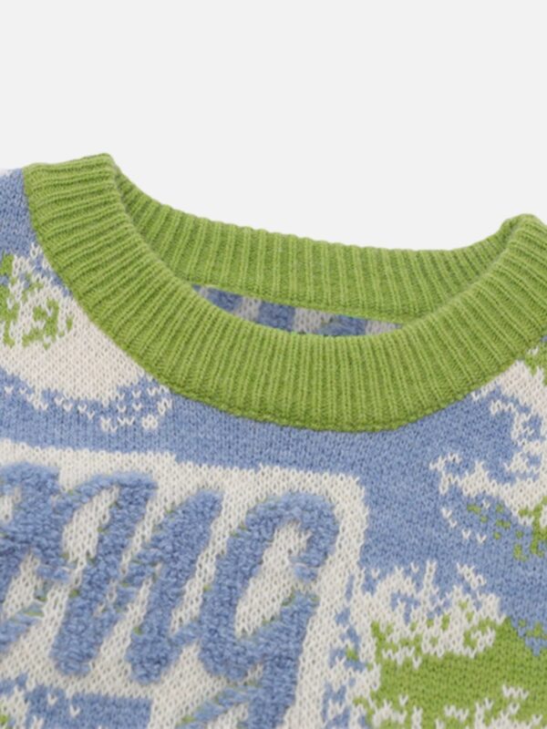 Camouflage Peplum Crew Neck Knit