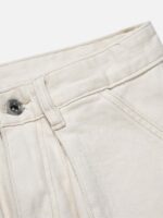 High Street Zipper Patchwork Pocket Denim Pants Straight Leg