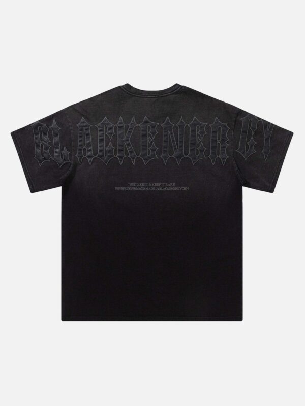 Tie-dye Gradient Letter Embroidery T-shirt - 1542