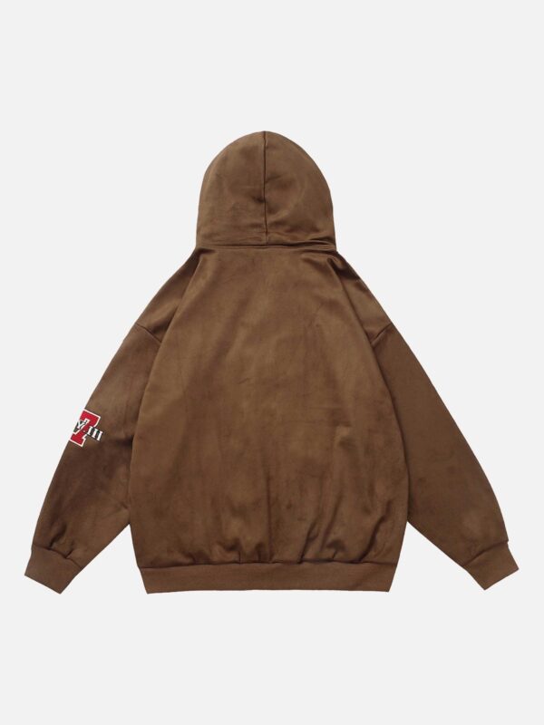 Retro Letter Embroidery Cardigan Hoodie Jacket