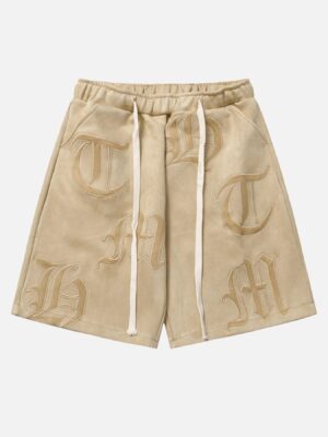 Gothic Monogram Embroidered Shorts