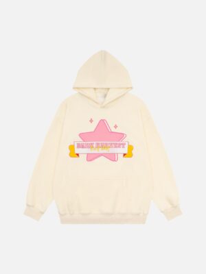Pentagram Letter Embroidered Hooded Sweatshirt