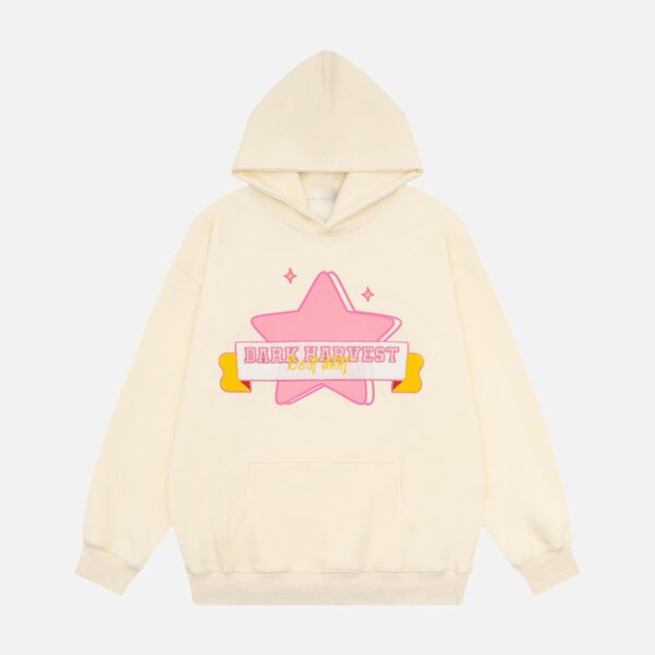 Pentagram Letter Embroidered Hooded Sweatshirt