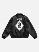 Stallion Letter PU Leather Jacket - 1635
