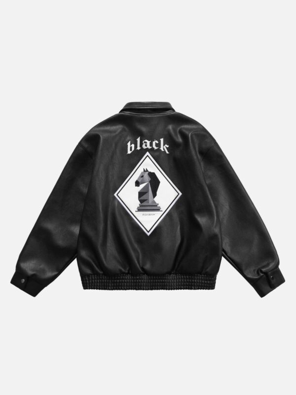 Stallion Letter PU Leather Jacket - 1635