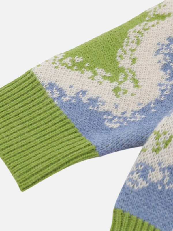 Camouflage Peplum Crew Neck Knit