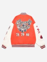 Letter-embroidered Contrasting Jacket