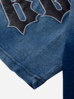 Tie-dye Gradient Letter Embroidery T-shirt - 1542