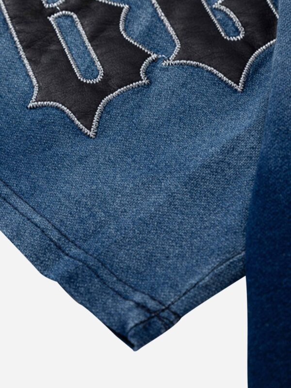 Tie-dye Gradient Letter Embroidery T-shirt - 1542