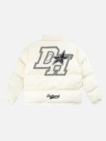 American Retro Letter Print Autumn And Winter Thickening Loose Down Jacket Couple Models -1393