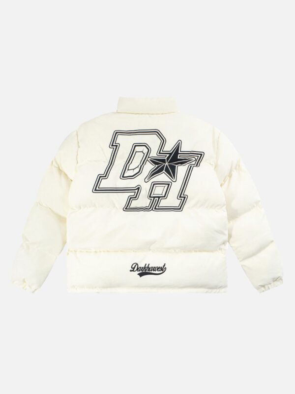 American Retro Letter Print Autumn And Winter Thickening Loose Down Jacket Couple Models -1393