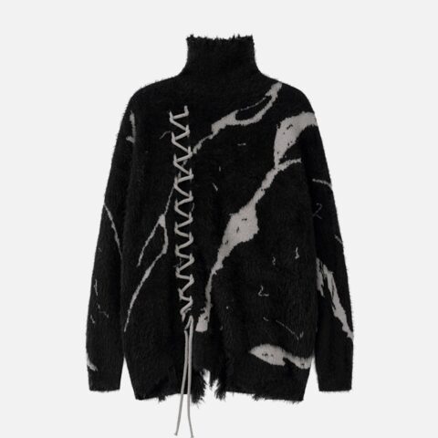 Rip Damage Design Turtleneck Knitwear Sweater - 1525