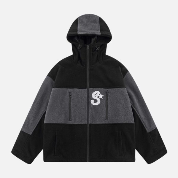 Rocking Fleece Color Blocking Zipper Jacket