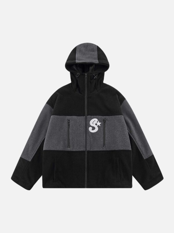 Rocking Fleece Color Blocking Zipper Jacket