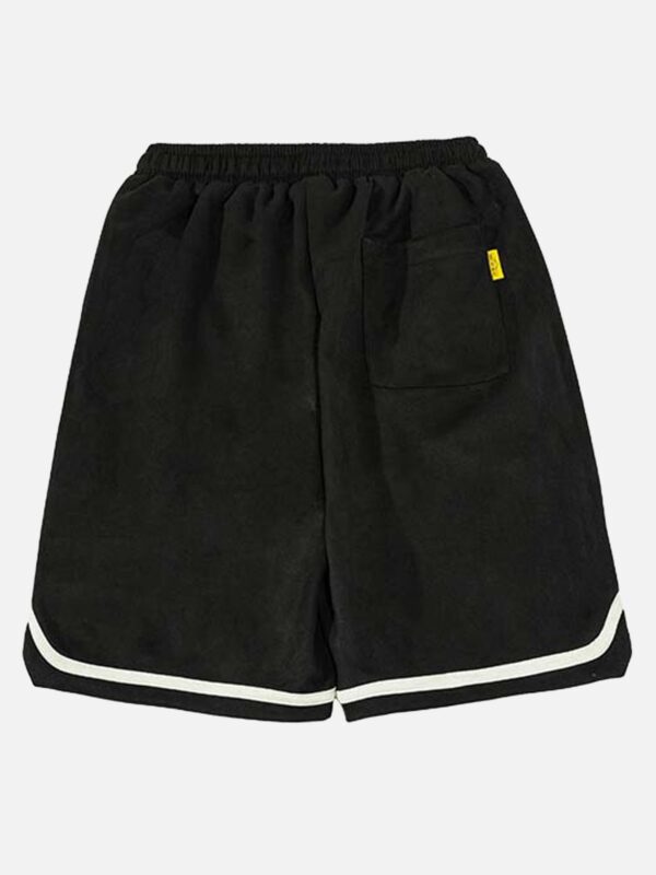 Suede Letter Embroidery Shorts