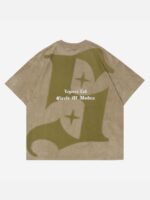 Retro Letter Print Cotton T-shirt