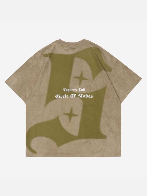 Retro Letter Print Cotton T-shirt