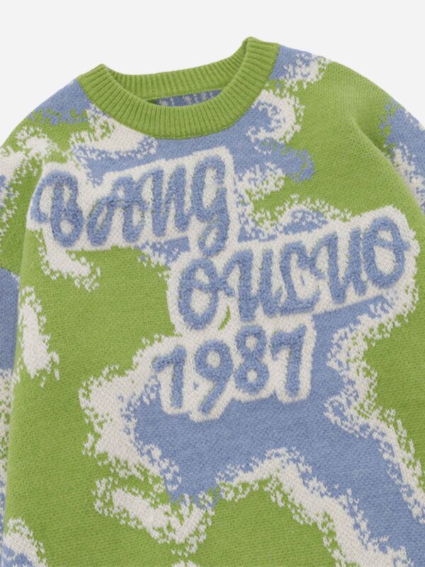 Camouflage Peplum Crew Neck Knit