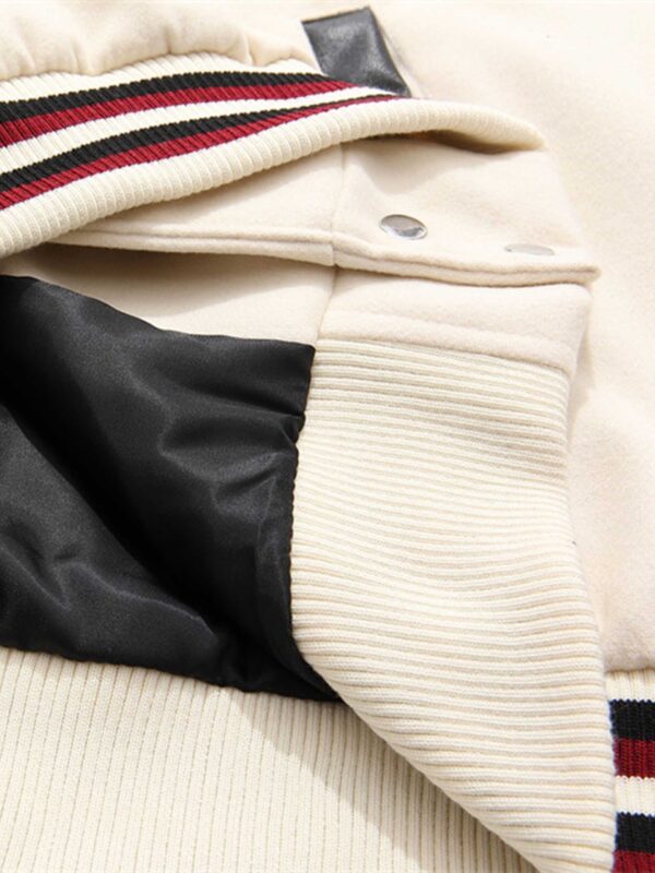 American Patchwork PU Leather Sleeve Embroidered Alphabet Baseball Jacket