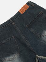 American Pentagram Tassel Patch Denim Shorts