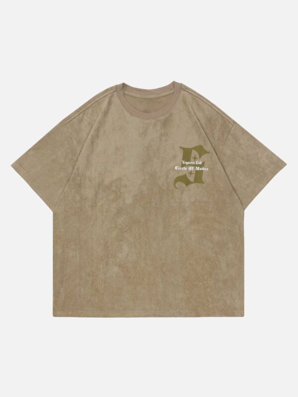 Retro Letter Print Cotton T-shirt