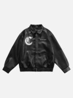 Stallion Letter PU Leather Jacket - 1635