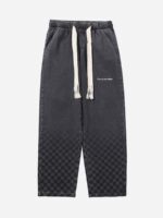 American Washed Elastic Waist Denim Casual Pants