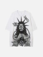 Chained Statue of Liberty and Cash Print T-shirt