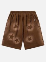 Star Letter Print Drawstring Shorts -1601