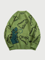 Cartoon Dinosaur Printed Sweater - 1004