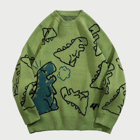 Cartoon Dinosaur Printed Sweater - 1004