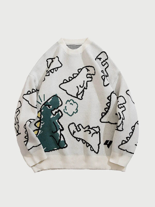 Cartoon Dinosaur Printed Sweater - 1004