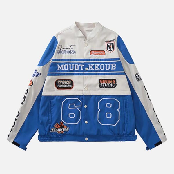 Embroidery Baseball Suit Motorcycle Jacket-1517